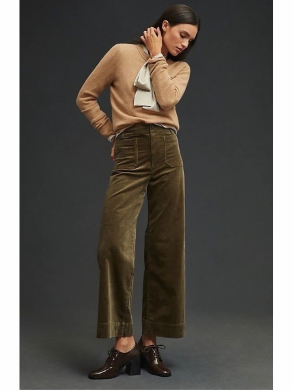 Anthropologie Maeve The Colette Corduroy Pants — olive green